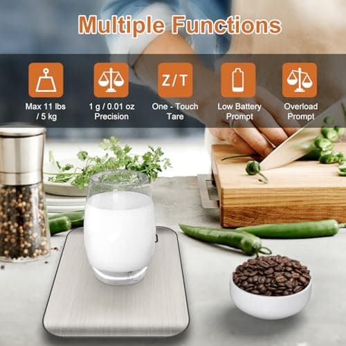 CROWNFUL Food Scale, 11lb Digital Kitchen Scales Weight Ounces and Grams for Cooking and Baking, 6 Units with Tare Function (Battery Included) — view 3