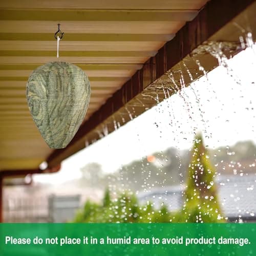 DECYOOL 4 Pack Paper Wasp Nest Decoy Hanging Wasp Nest Stay Away from Wasps Hornets Yellow Jackets — view 5