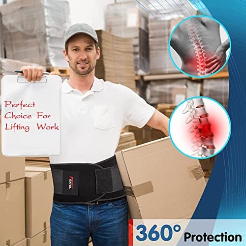 FEATOL Back Brace Support Belt-Lumbar Support Back Brace for Back Pain, Sciatica, Scoliosis, Herniated Disc Adjustable Support Straps-Lower Back Brace with Removable Lumbar Pad for Men & Women — view 3