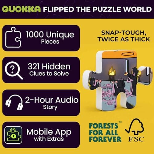 QUOKKA Puzzles 1000 Pieces Adult – Knightly Cats – Premium Box Packaging with Extra Fun Challenges, Whimsical Cat Puzzle, Perfect for Relaxation, Creativity & Gift Giving