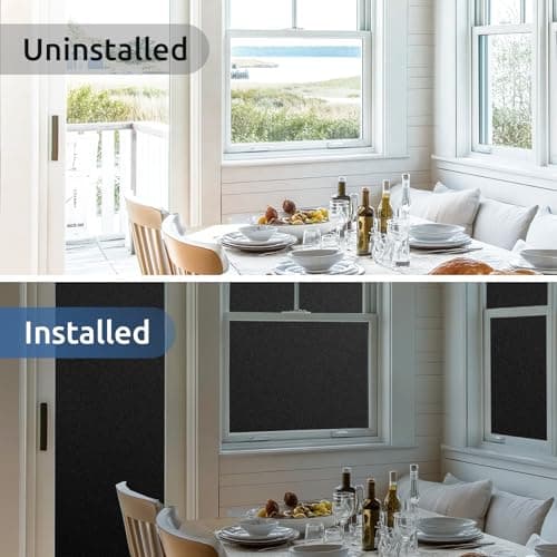 rabbitgoo Blackout Window Film for Privacy, Static Cling Sun Light Blocking Black Out Cover Room Darkening Window Tinting Film, for Day Sleeping Baby Nursery, 30x200cm, 11.8"x78.7", Matte Black — view 8