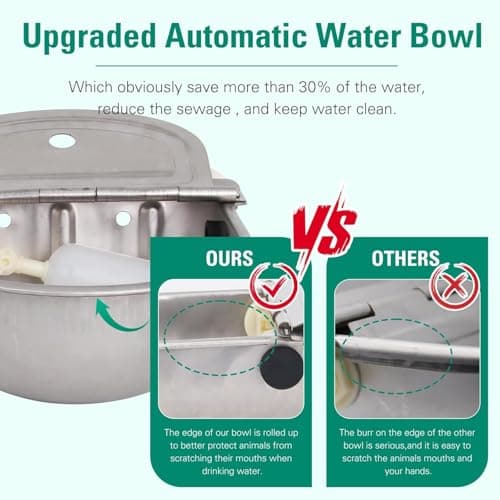 304 Stainless Steel Automatic Livestock Drinking Bowl with Float Valve and Water Hose — view 4