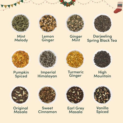 VAHDAM Christmas Tea Bags Gift Set | Limited Edition – 24 Unique Flavors | Luxury Holiday Tea Gift Box | Christmas Tea Present for Women, Men & Adults — view 2