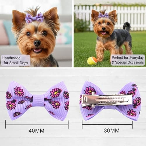 QingHan Dog Hair Bows Small Puppy Bowknot Clips for Pet Grooming Accessories Doggy Gifts 100Pcs (50 Pairs) — view 3