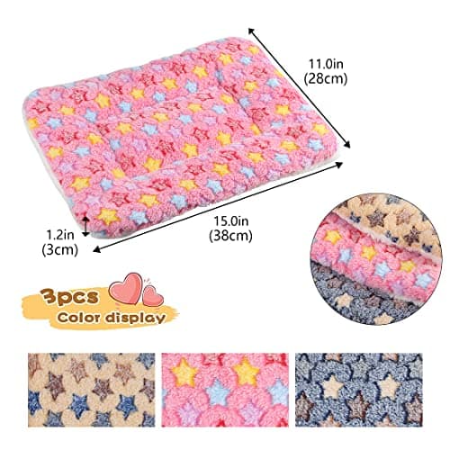 G YITENG 3 Pc Small Animal Plush Bed Mat,Warm Fluffy Kitten Puppy Blanket,Fleece Sleep Pad for Ferrets Hamster, Rabbit Bed Guinea Pig Bed (Small:15 x 11in, Set-A)