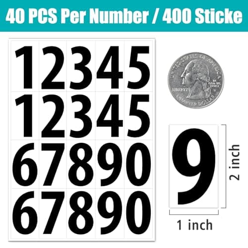 400 PCS Number Stickers, 2" x 1" Waterproof Mailbox Number Label, Consecutive Numbers 0-9, Self-Adhesive and Residue-Free, Ideal for Mailboxes, Storage Boxes, Organizers, Cabinets and More — view 2