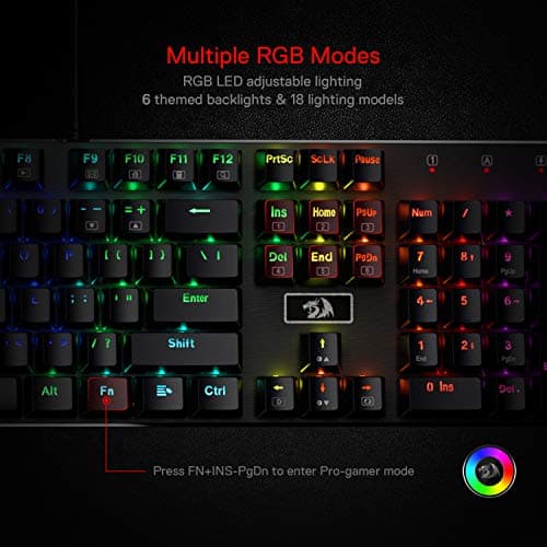 Redragon K556 RGB LED Backlit Wired Mechanical Gaming Keyboard, 104 Keys Hot-Swap Mechanical Keyboard w/Aluminum Base, Upgraded Socket and Noise Absorbing Foams, Quiet Linear Red Switch — view 3