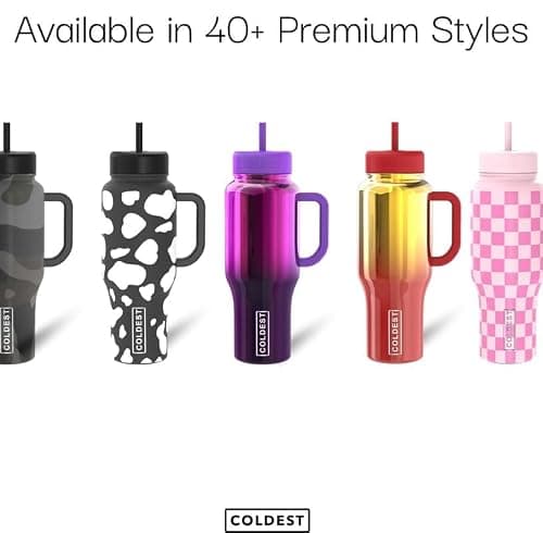 Coldest Tumbler with Handle and Straw, 100% Leak Proof Insulated Tumbler with Lid and Straw (3 Lids), Stainless Steel Tumblers for Women & Men, Cup Holder Friendly, 46 oz (Camouflage Flag) — view 3