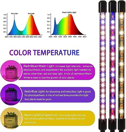Grow Light for Indoor Plants - Upgraded Version 80 LED Lamps with Full Spectrum & Red Blue Spectrum, 3/9/12H Timer, 10 Dimmable Level, Adjustable Gooseneck,3 Switch Modes — view 6