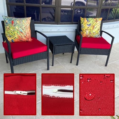 FLYMEI Patio Cushion Covers 25x25x5 Waterproof Outdoor Cushion Cover Replacement 2Packs Outdoor Seat Cushion Slipcover for Rattan Chair Sofa, Red — view 4