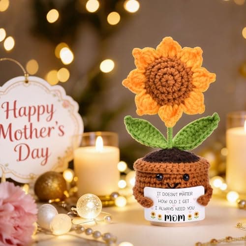 Mothers Day Gifts, Mom Birthday Gifts, Gifts for Mom from Daughter Son, Mothers Day Gift Ideas Cadeau Maman Handmade Crochet Cute Small Sunflower Gifts — view 3