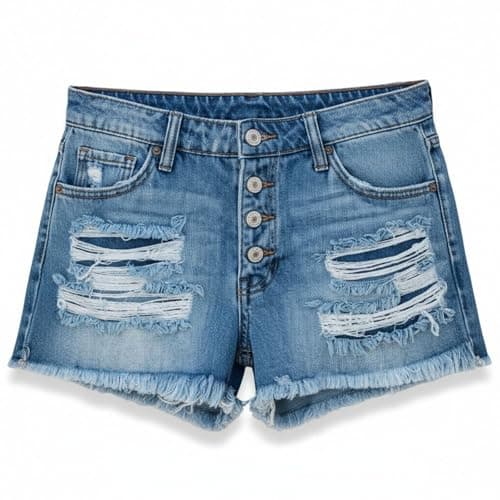 Women's Ripped Denim Jean Shorts Mid Rise 2026 Summer Light Blue — view 4