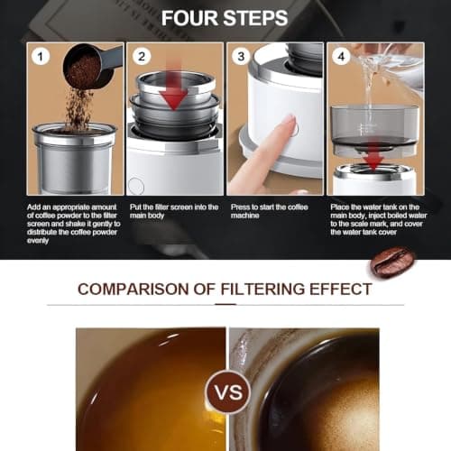 Portable Coffee Maker, Hand Pour Machine, Mini & Reusable for Home, Travel, Camping, Hiking, with Water Temperature Control, 2-Pack Hand-Pressed Design — view 2
