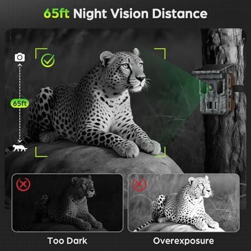 VIDVIS Trail Cameras-4K 64MP Game Cam with Night Vision Motion Activated Waterproof IP66, WiFi Solar Power 0.2s Trigger Trail Cam with 850nm Infrared LEDs, Wildlife Camera (Micro SD Card Not Included) — view 4