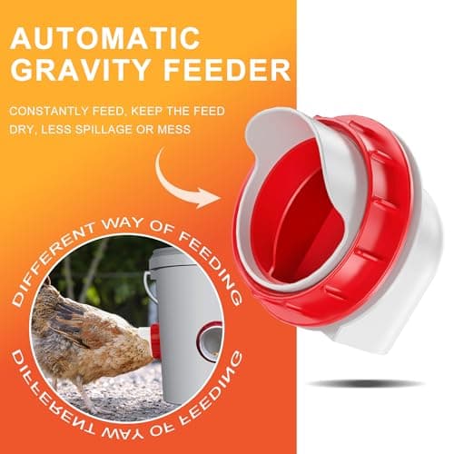 ZenxyHoC Chicken Feeders No Waste, DIY Automatic Poultry Feeder 4 Ports 1 Hole Saw with Covers Gravity Feed Kit for Buckets Barrels Bins Troughs