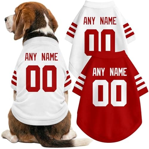 DALLASC San Francisco Dog Clothes Jersey Style Custom Pet T Shirt with Personalized Name Number for Small Medium Large Dogs