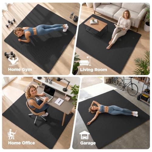 AIRHOP 12x12In Thick 18 Tiles Gym Floor Mat, High-Density EVA Foam Puzzle Gym Mat, Interlocking Foam Floor Tiles for Home Gym Exercise Equipment, Play Workout Garage Kitchen Flooring — view 6