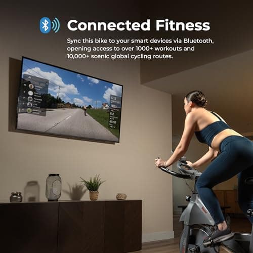 Sunny Health & Fitness Smart Indoor Cycling Magnetic Resistance Exercise Bike, Cardio Workout for Home, Pulse Sensor, with Dumbbell Holder, Bluetooth Connectivity and SunnyFit App - SF-B123033 — view 2