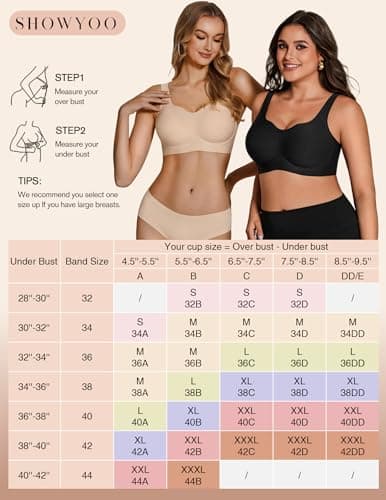 Showyoo Wireless Bras for Women Push Up Jelly Bra Minimizer Full Coverage Supportive Seamless Bralettes Soft Black — view 5
