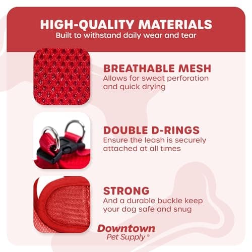 Downtown Pet Supply Step in Dog Harness for Small Dogs No Pull, Large, Red - Adjustable Harness with Padded Mesh Fabric and Reflective Trim - Buckle Strap Harness for Dogs — view 4