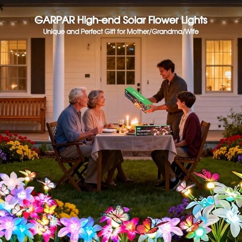 Garpar Solar Flower Lights Outdoor 4 Pack, 16 Lilies and 12 Butterflies — view 6
