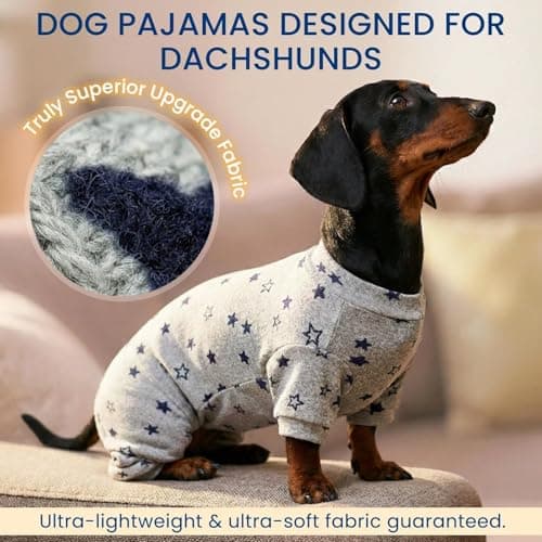Classic Star Design Dachshund Pajamas for Dogs, Perfect Stretch Stitching Dog Pajamas Dachshund Clothes, Dog Onesie for Weiner Dog, Dog Pjs & Surgical Costumes Suit for Mini Weenie, S