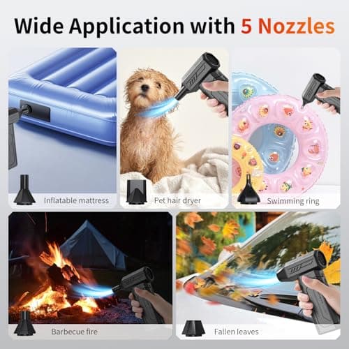 Compressed Air Duster,130000RPM Super Power Cordless Air Duster,Rechargeable Brushless Blower,3 Gear Adjustable Mini Blower with LED Light,Dust Remover for Computer/House/Outdoor/Car — view 4