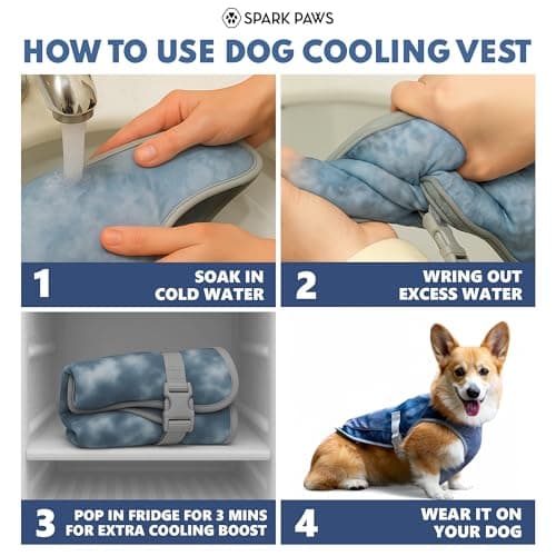 Spark Paws Dog Cooling Vest - SPF 50 UV Sun Protection - Summer Heat Relief Gear for Dogs, Lightweight, Evaporative Cooling - Dog Anxiety Relief Vest During Hot Days - Ice Blue, XL — view 2