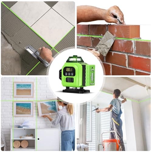 16 Line Laser Level 360 Self Leveling, 4x360°Professional 4D Green Cross Line laser Level with 2 Batteries,for Construction and Picture Hanging, Horizontal Line leveler Tool (Green) — view 6