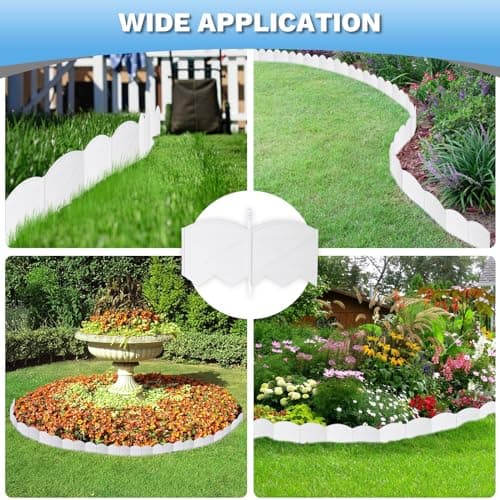 Vashly 20Pcs White Garden Edging Border,20Ft Garden Landscape Edging Borders,Plastic Landscape Edging,Lawn Edging Border with 20Pcs Anchoring Stakes Kits for Lawn,Flower Garden Outdoor Patio Pathway — view 2