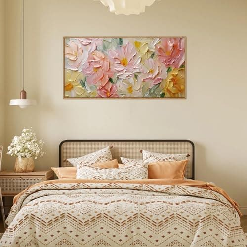 CHDITB Floral Wall Art, 20" X40” Large Watercolor Flower Textured Oil Painting, Modern Wildflower Wall Decor, Framed Canvas Flowers Artwork for Living Room Bedroom Office Girl Room Decoration — view 2