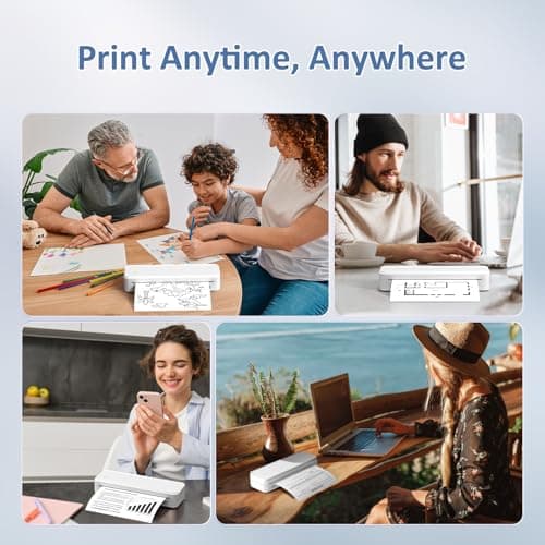 Gloryang Inkless Portable Printer for Travel, Wireless Thermal Printer Supports 8.5 x 11 Inch US Letter Size, Includes Bluetooth Machine Carry Bag and 3 Rolls of Thermal Paper Kit, White — view 5