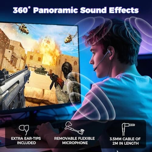 BlueFire Wired Gaming Earbuds with Microphone, Deep Bass in-Ear Monitors Earphones, HiFi Noise Cancelling Headphones for Music Gaming Video Calling — view 5