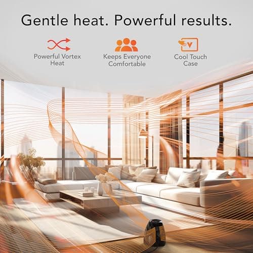 Vornado MVH (2025) Space Heater, 3 Heat Settings, Adjustable Thermostat, Tip-Over Protection, Auto Safety Shut-Off System, Indoor Use, Whole Room Heating, Black