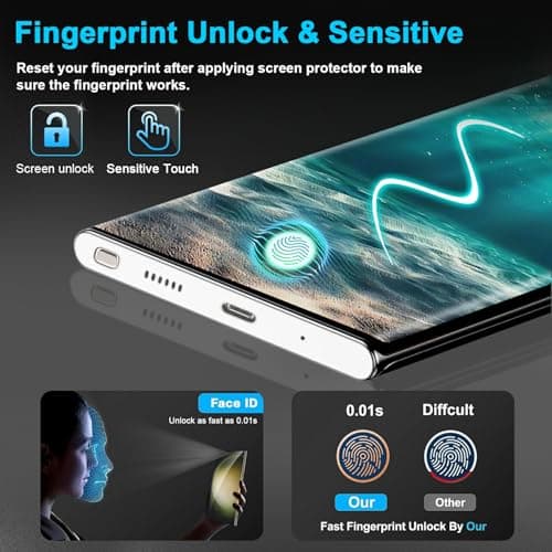 3 Pack Galaxy Note 20 Ultra Screen Protector, HD Clear Tempered Glass, Fingerprint Unlock, 3D Curved, Scratch Resistant, No Bubble for Samsung Galaxy Note 20 Ultra 5G Glass Screen Protector — view 2