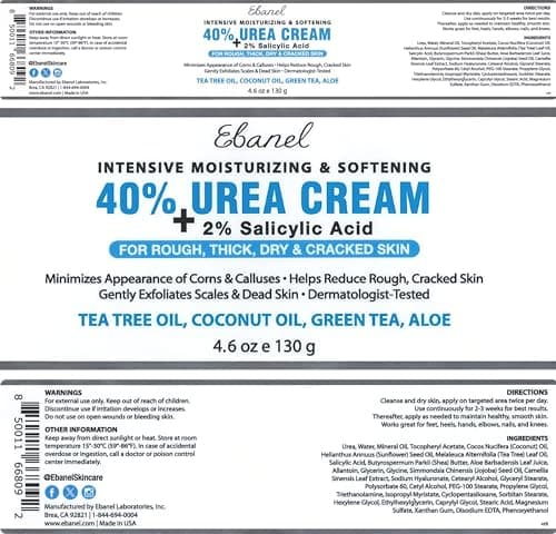 Ebanel Urea Cream 40% plus Salicylic Acid 2%, Foot Cream for Dry Cracked Heels Feet Knees Elbows Hands, Foot Dead Skin Cuticle Callus Remover Toenail Softener, Keratolytic Skin Barrier Repair — view 7