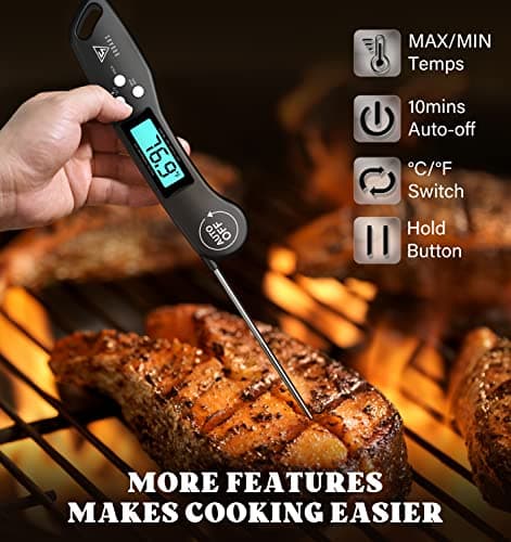 DOQAUS Digital Meat Thermometer - Instant Read Food Thermometer with Backlight & Reversible Display for Cooking Turkey Grill BBQ Oven Candy Kitchen Essentials — view 4