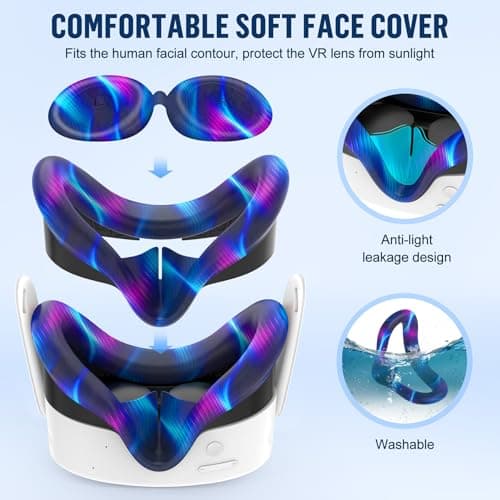 Silicone Cover Set Compatible with Meta/Oculus Quest 3s Accessories, Silicone Face Cover, Controller Grip Cover, Camera Lens Protector, VR Shell Cover, Protective Lens Cover, Not Fit Quest 3 — view 4