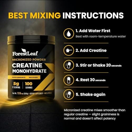 ForestLeaf Micronized Creatine Monohydrate Powder - Maximize Muscle Growth & Strength - Unflavored Creatine for Women and Men - 5G Per Serving - 100 Servings — view 4