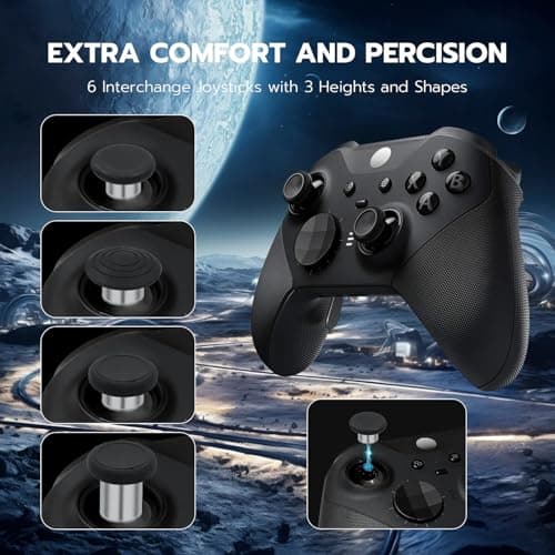 Mcbazel 13 in 1 Metal 6 Swap Thumbsticks Joysticks, 4 Trigger Paddles, 2 D-Pads with Adjustment Tool and Carry Case for Xbox One Elite Series 2 Controller - Black