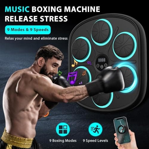 Smart Music Boxing Trainer, LED Electronic Wall Target with Bluetooth, Punching Reaction Speed Training Equipment for Home Gym, Fitness Boxing Machine for Adults Men Kids — view 3