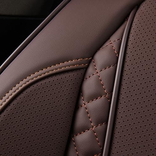 Coverado Car Seat Cover Front Seats, Brown Seat Covers Front Seats, Nappa Leather Waterproof, Car Seat Cushion, Car Seat Protector Universal Fit Most Cars — view 6
