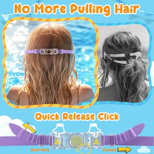 COOLOO 2 Pack Kids Goggles, Wide View No Leaking Kids Swim Goggles, Anti-fog & Anti-UV Swimming Goggles Kids for Girl Boys Youth — view 3