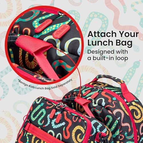 Bentgo Kids Print Backpack - Lightweight 14” Backpack for School, Travel & Daycare, Ideal for Ages 4+, Durable & Water-Resistant, Roomy Interior, & Loop for Lunch Bag (NEW Sssnakes) — view 3