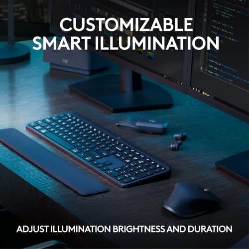 Logitech MX Keys S Combo - Performance Wireless Keyboard and Mouse with Palm Rest, Customizable Illumination, Fast Scrolling, Bluetooth, USB C, for Windows, Linux, Chrome, Mac - Graphite — view 7