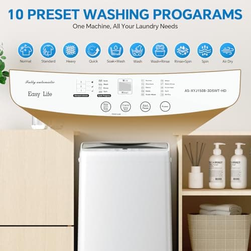 OLIXIS Portable Washing Machine, 7.7 lbs Full-Automatic Compact Laundry Washer, Stainless Steel Drum, 10 Wash Cycles, Auto-Balance Detection, LED Display, Mini Washer for Home, Apartment, Dorm, White — view 2