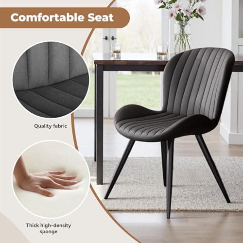 Daluvenix Dining Chairs Set of 4,Modern Fabric Dining Chairs Featuring Ergonomic Backrests, Thickly Padded Cushions, and Sturdy Metal Legs, Suitable for Kitchen, Living Room, and Bedroom,Black — view 2