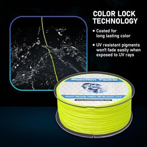 Reaction Tackle Braided Fishing Line - Pro Grade Power Performance for Saltwater or Freshwater Fish - Colored Fishing Line Braid for Extra Visibility - Blue Camouflage 30 Lb (150 Yards) — view 8