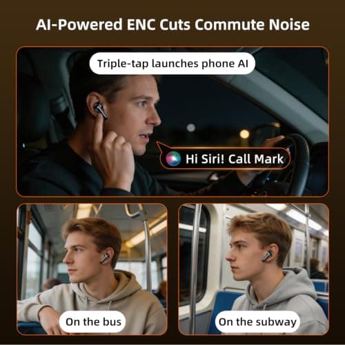Headphones Bluetooth 6.0 Wireless Earbuds, HiFi Ear Buds, Air Pro 4, 3g Lite Earphones ENC Noise Cancelling and AI Chip Wireless Headphones, IP7 for iPhone Samsung Google Android iPad Adults Student — view 4