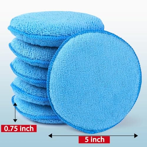 GLIMGLINT Microfiber Wax Applicator Pads, 5 Inch Round Foam Buffing & Detailing Polishing Pads, Reusable Car Wax Applicator for Car Cleaning, Waxing & Fine Polishing, 6 Pack — view 5